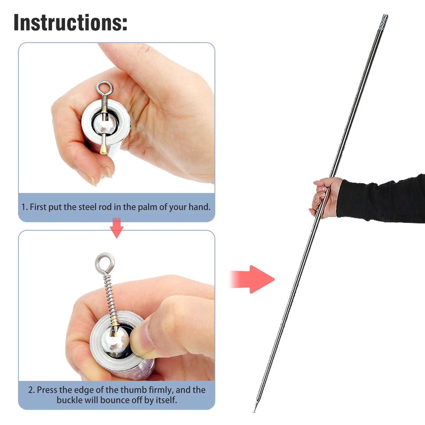 Magician Wand Portable Pocket Staff Stainless Steel Retractable